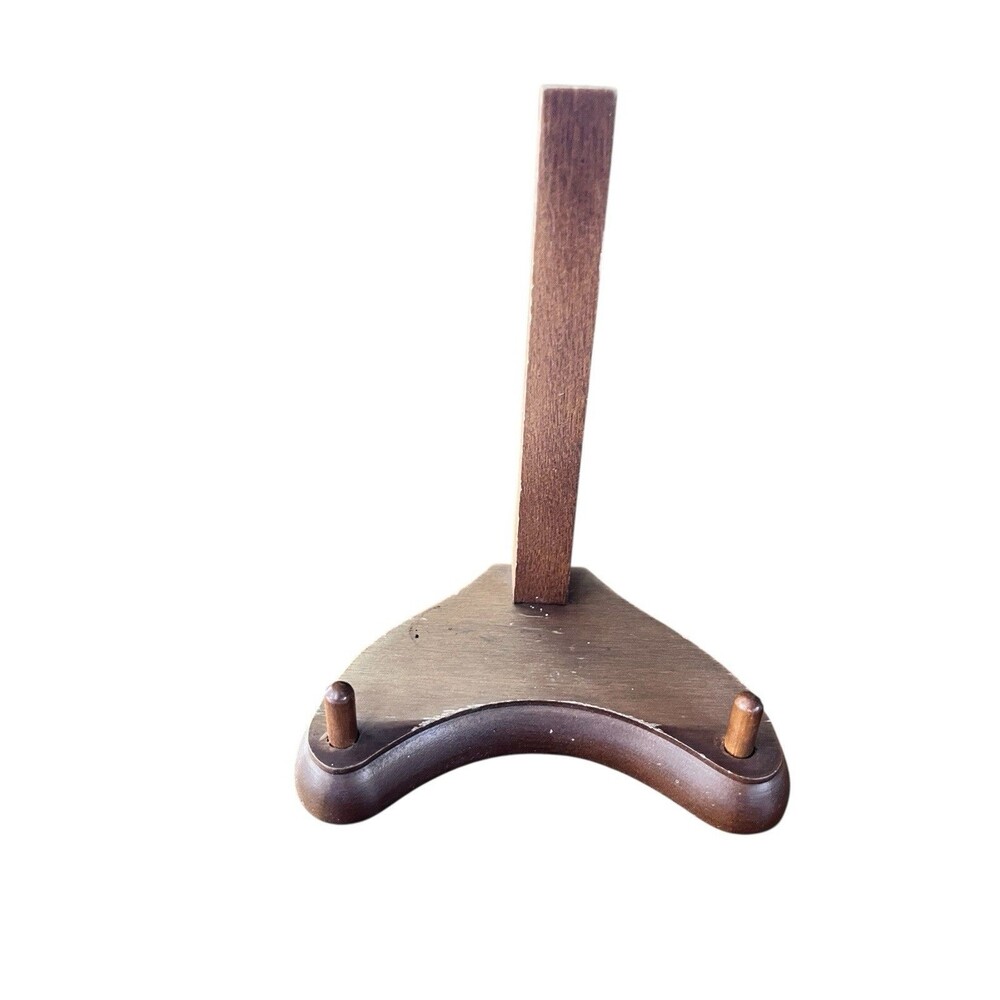 Vintage Asian Hand Carved Wooden Easel Plate Dish Display Stand Wood Small